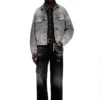 d-denver-s Denim trucker jacket with tonal leather trims