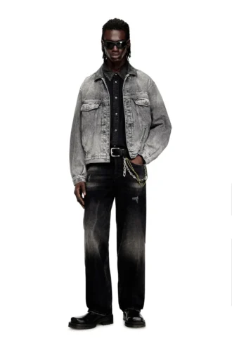 d-denver-s Denim trucker jacket with tonal leather trims