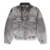 d-denver-s Denim trucker jacket with tonal leather trims