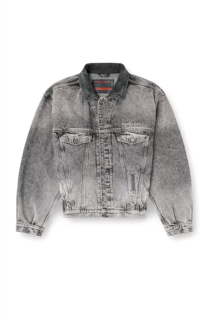 d-denver-s Denim trucker jacket with tonal leather trims
