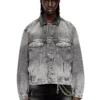 d-denver-s Denim trucker jacket with tonal leather trims