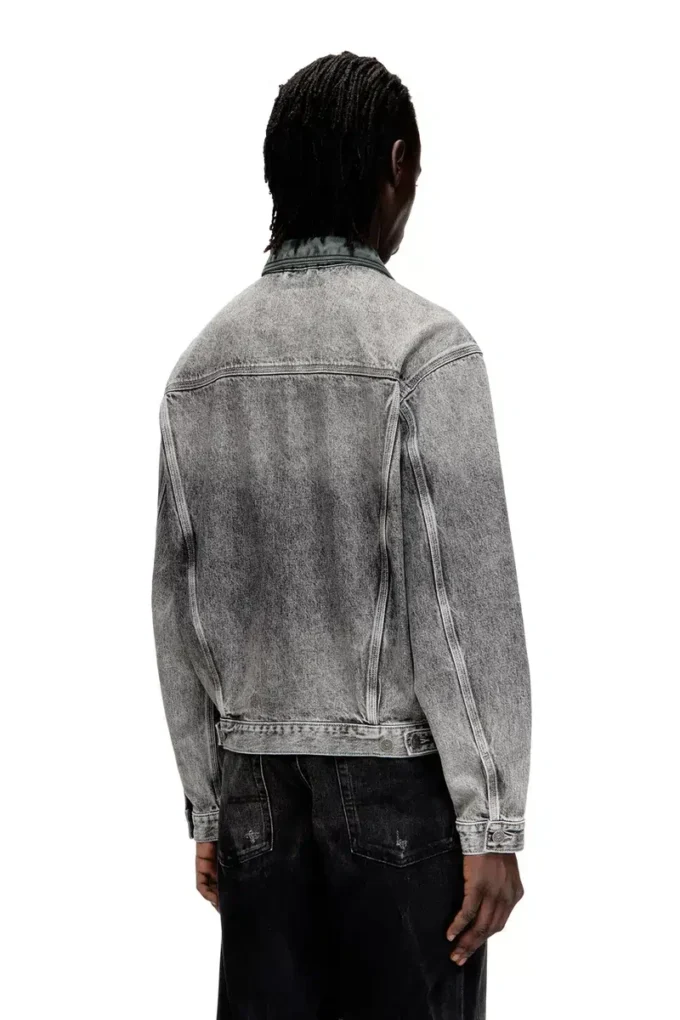 d-denver-s Denim trucker jacket with tonal leather trims