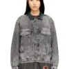 d-denver-s Denim trucker jacket with tonal leather trims