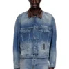 d-denver-s1 Denim trucker jacket with contrast leather trims