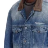 d-denver-s1 Denim trucker jacket with contrast leather trims