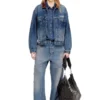 d-denver-s1 Denim trucker jacket with contrast leather trims