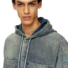 d-dewny-hood-s2 Overshirt in marbled coated denim