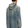 d-dewny-hood-s2 Overshirt in marbled coated denim