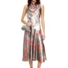 d-ebra Metallic midi dress with rose print