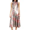 d-ebra Metallic midi dress with rose print