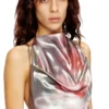 d-ebra Metallic midi dress with rose print