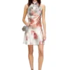 d-ebra-short Metallic short dress with blurred rose print