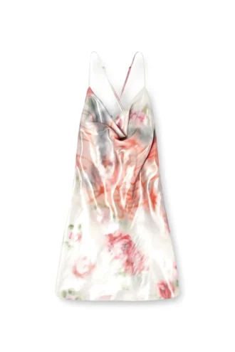 d-ebra-short Metallic short dress with blurred rose print