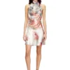 d-ebra-short Metallic short dress with blurred rose print