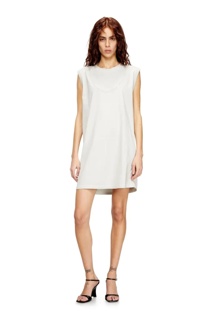 d-emb Short cotton dress with embossed chain