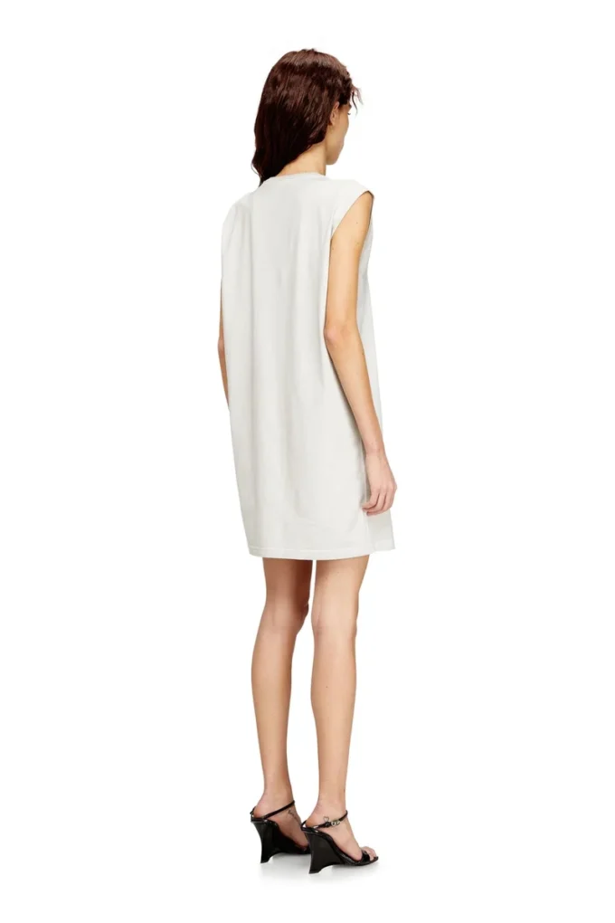 d-emb Short cotton dress with embossed chain