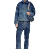 d-flow-fse Pullover jacket in dirt-effect denim