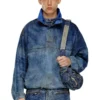 d-flow-fse Pullover jacket in dirt-effect denim