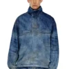 d-flow-fse Pullover jacket in dirt-effect denim