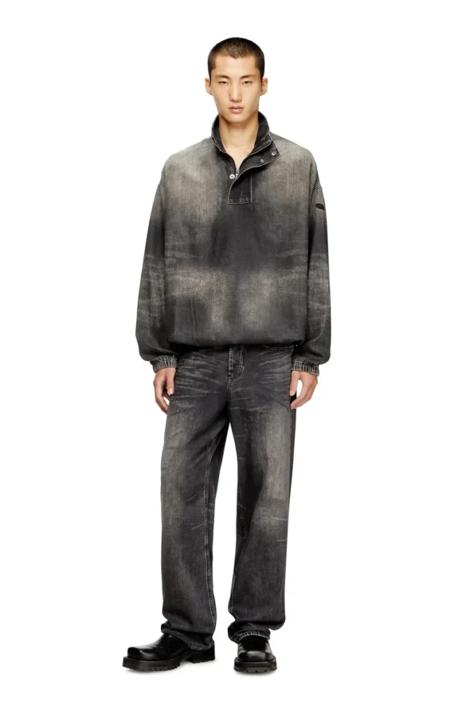 d-flow-s3 Denim top with mock neck