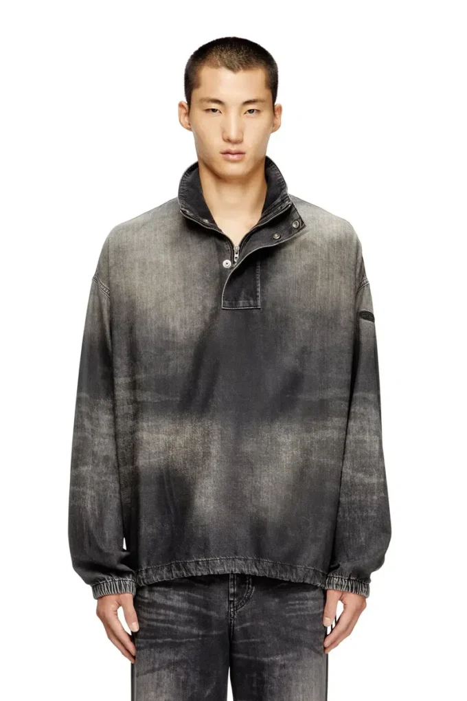 d-flow-s3 Denim top with mock neck