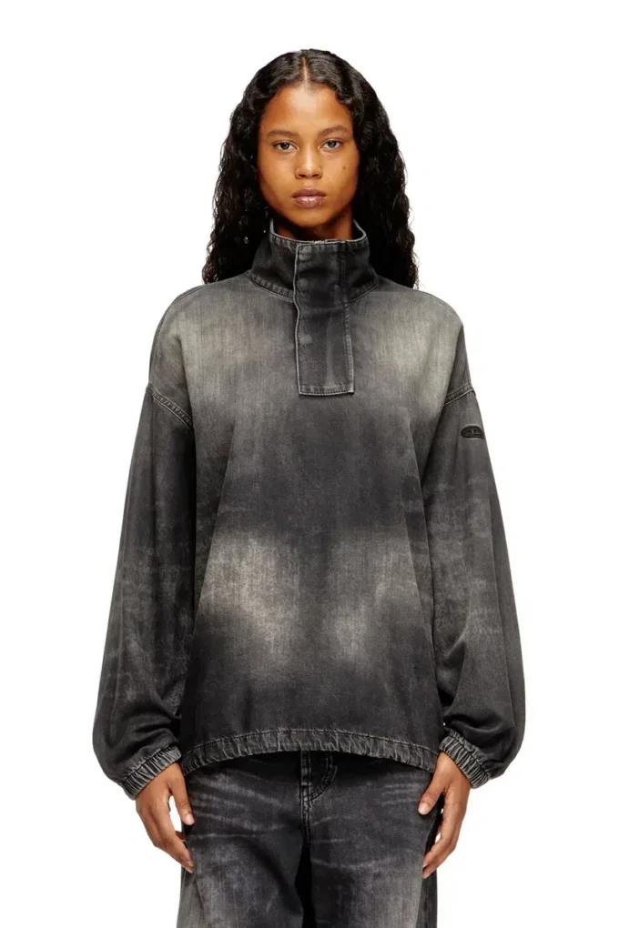 d-flow-s3 Denim top with mock neck