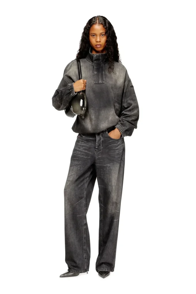 d-flow-s3 Denim top with mock neck