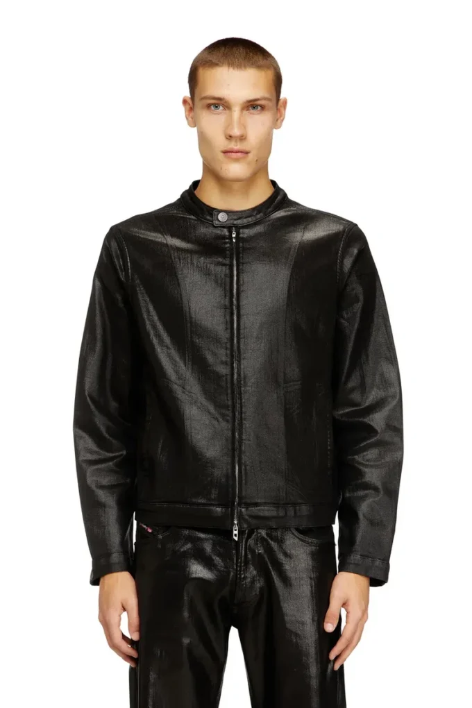 d-glory jogg Moto jacket in shiny coated JoggJeans