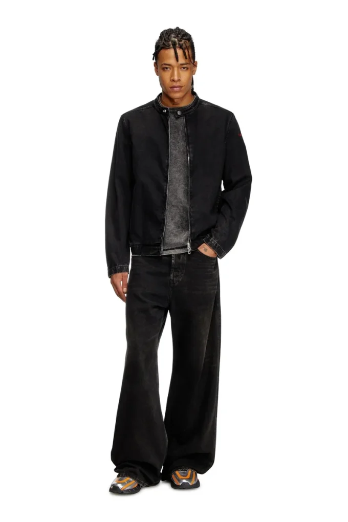 d-glory Moto jacket in clean-wash denim