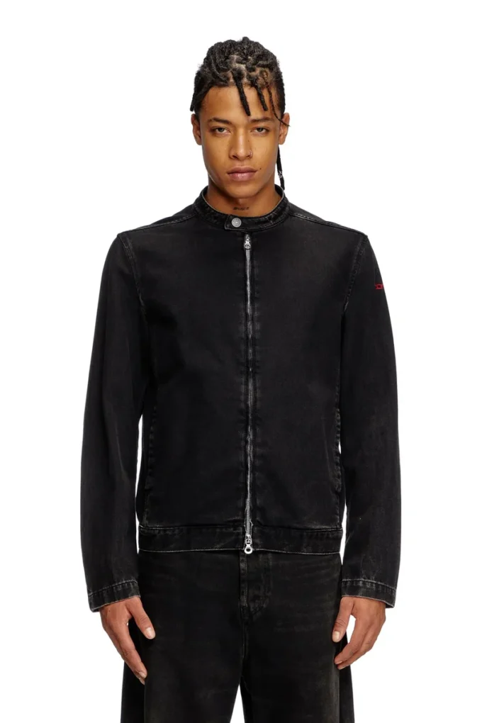 d-glory Moto jacket in clean-wash denim