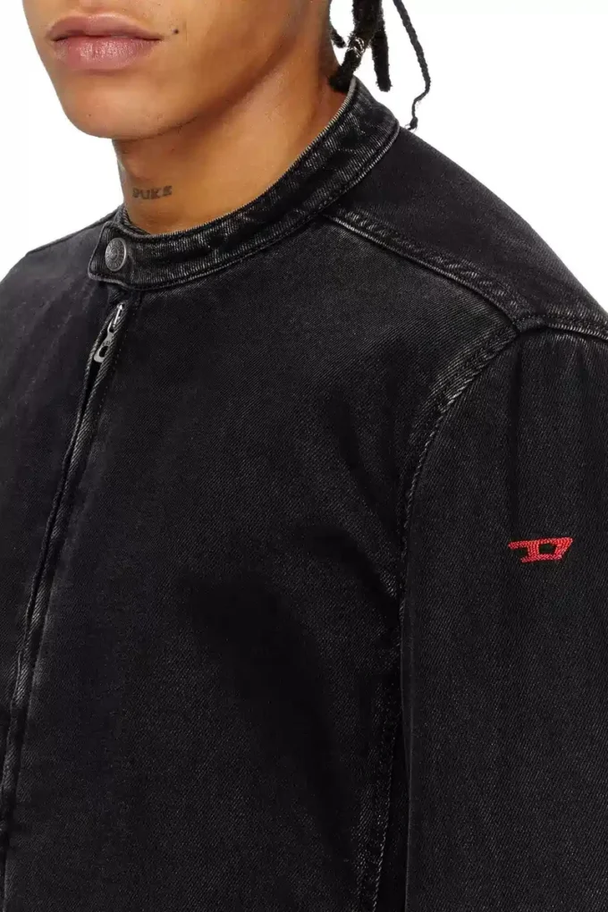 d-glory Moto jacket in clean-wash denim