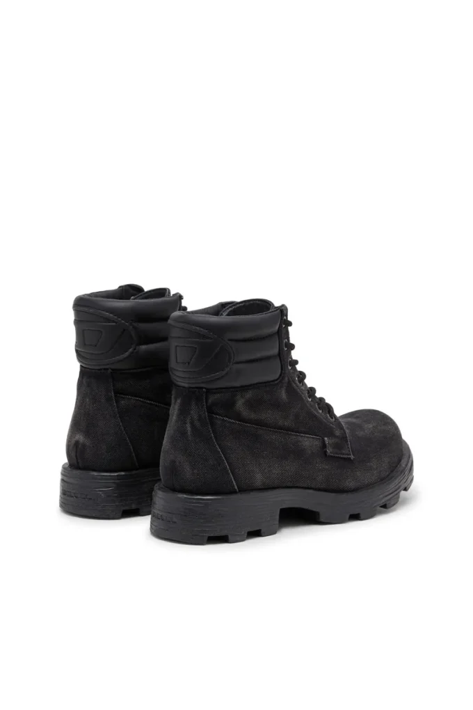 d-hammer lace up D-Hammer-Combat boots in denim and leather