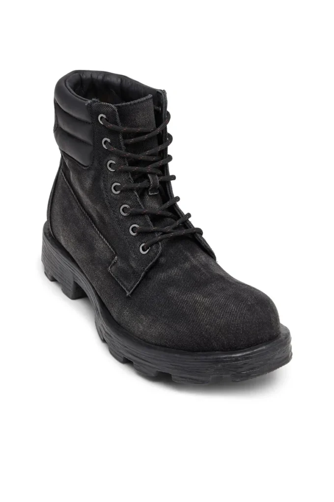 d-hammer lace up D-Hammer-Combat boots in denim and leather