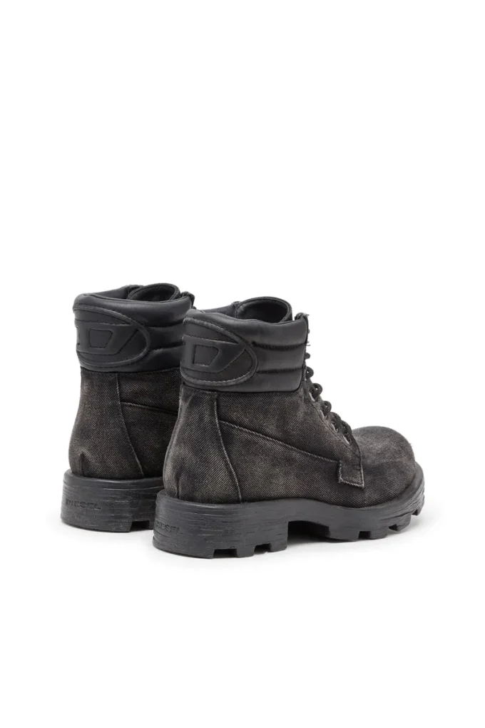 d-hammer lace up w D-Hammer-Combat boots in denim and leather
