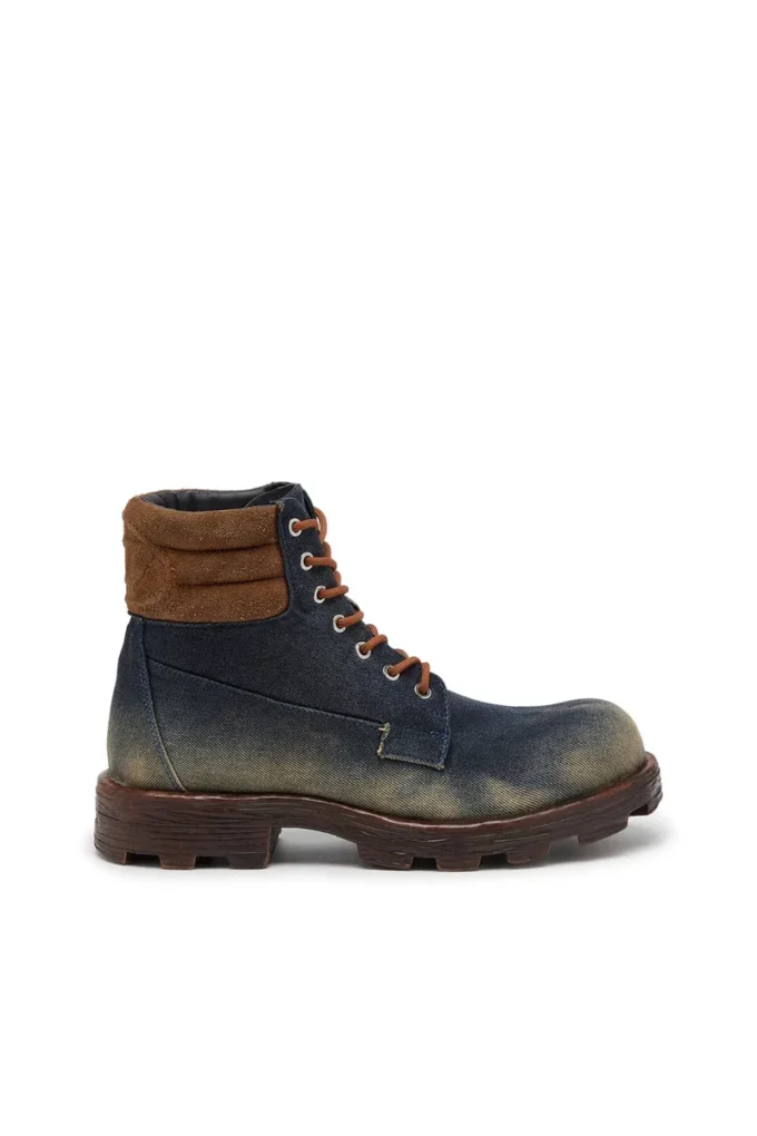 d-hammer lace up w D-Hammer-Combat boots in denim and suede