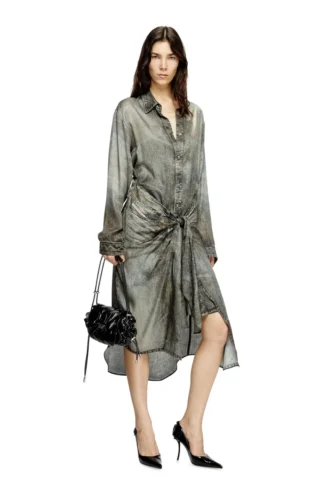 d-iletta Wrap dress in denim-look viscose