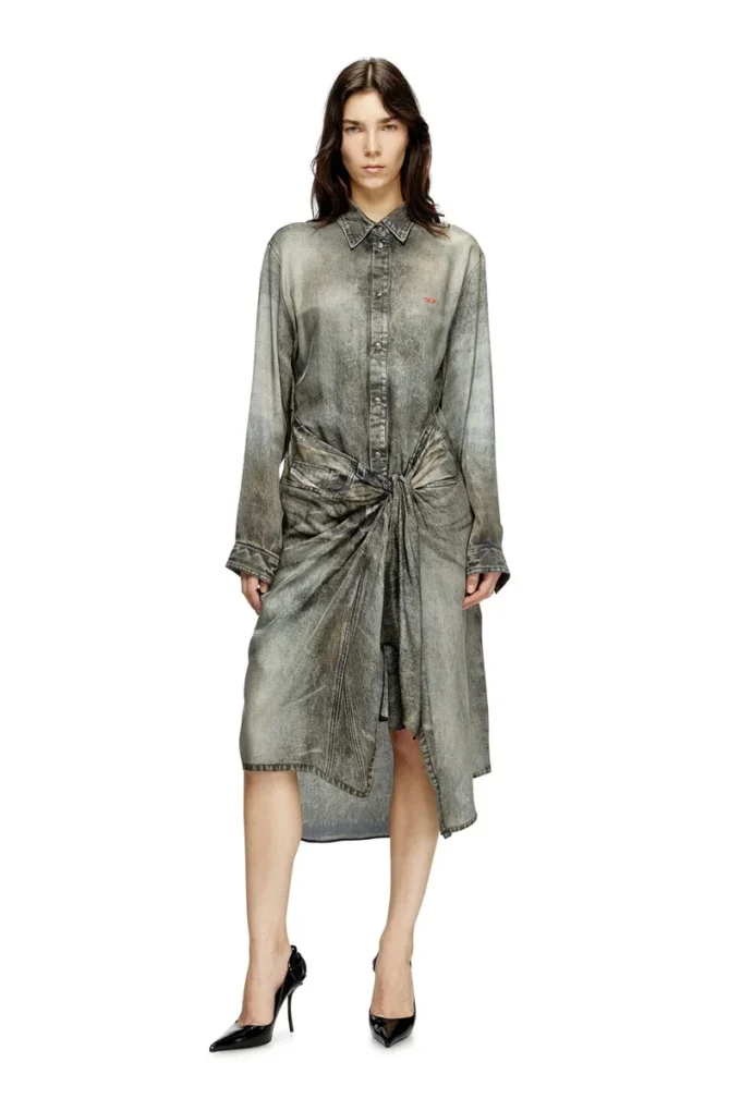 d-iletta Wrap dress in denim-look viscose