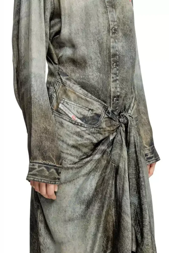 d-iletta Wrap dress in denim-look viscose