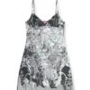 d-inlay Nylon mini dress with Heraldic print