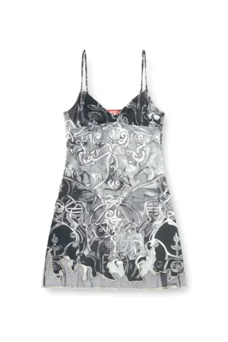 d-inlay Nylon mini dress with Heraldic print