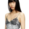 d-inlay Nylon mini dress with Heraldic print