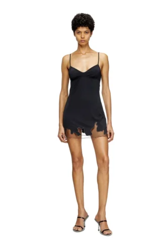d-inlay-r1 Nylon mini dress with tulle insert