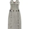 d-inny Sleeveless midi dress with denim effect
