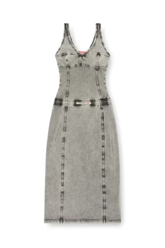 d-inny Sleeveless midi dress with denim effect