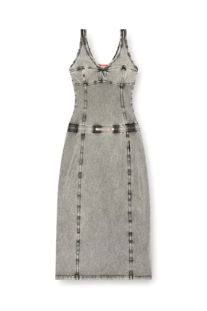 d-inny Sleeveless midi dress with denim effect