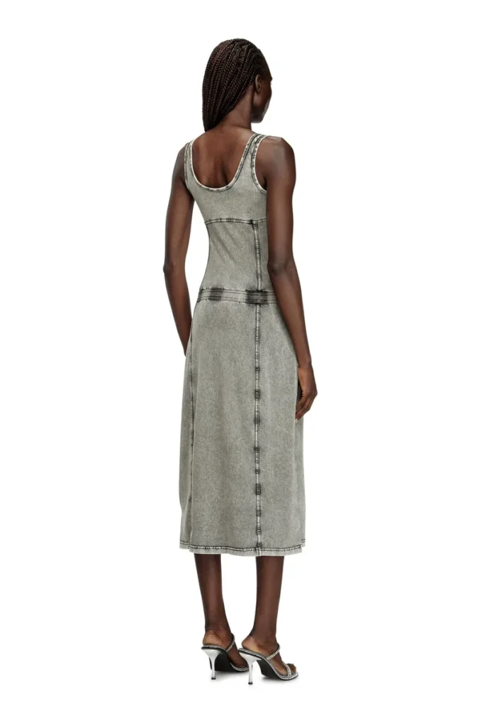 d-inny Sleeveless midi dress with denim effect
