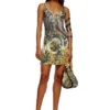 d-jena-dev Short destroyed dress with poster print