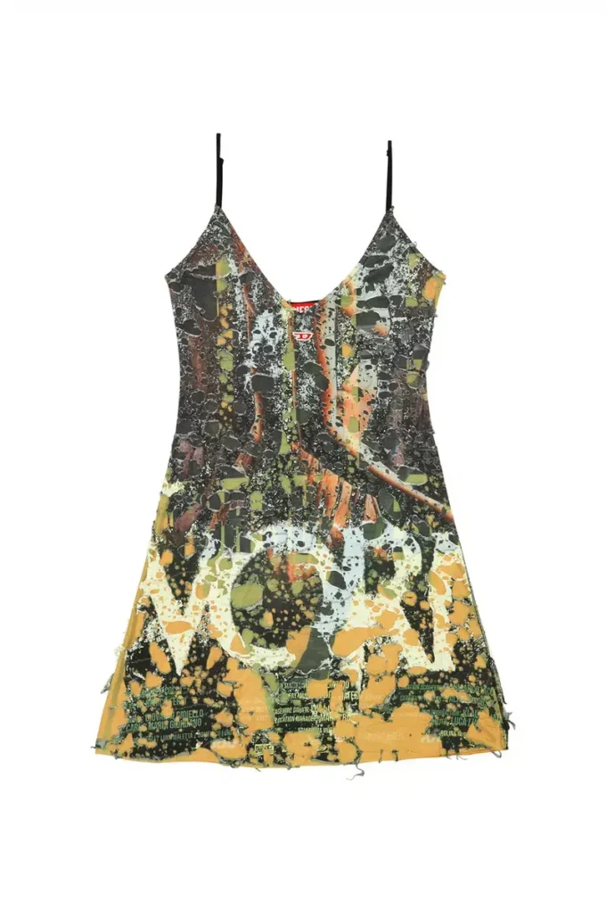 d-jena-dev Short destroyed dress with poster print