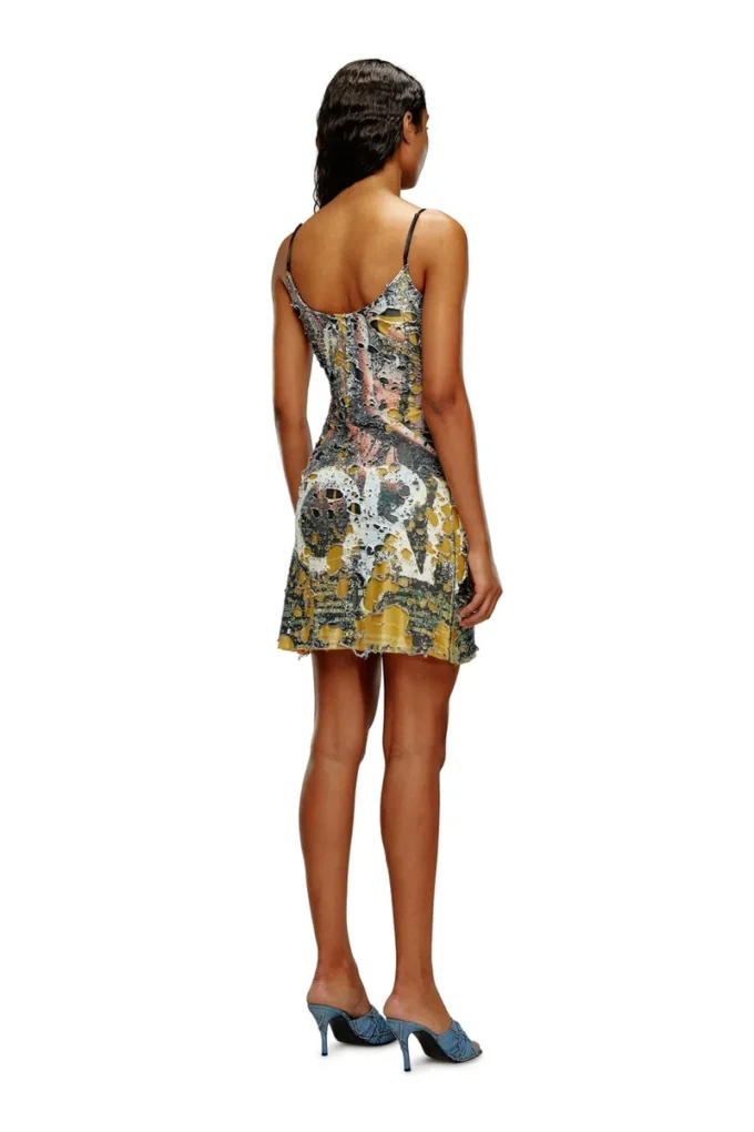 d-jena-dev Short destroyed dress with poster print