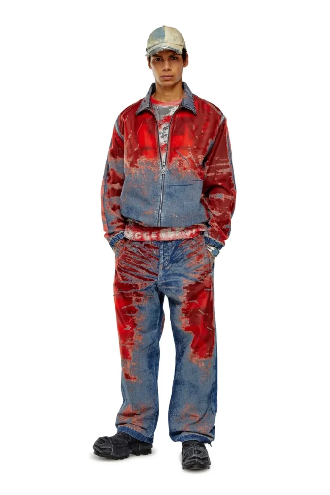 d-krap-fse Jacket in devoré denim with logo